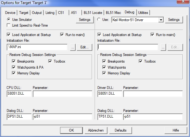 Initialization file bei Keil Vision